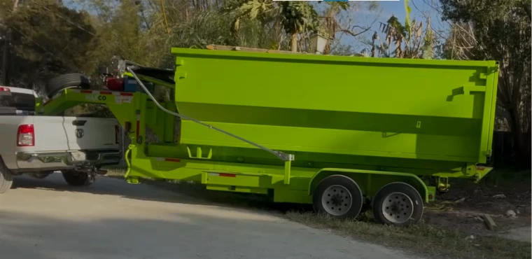 A dumpster positioned and ready for pickup in Owensboro KY
